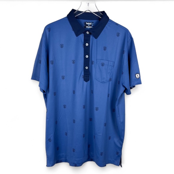Todd Snyder & Footjoy Men's Shield Print Pique Polo Shirt Blue Size XL - Picture 12 of 13